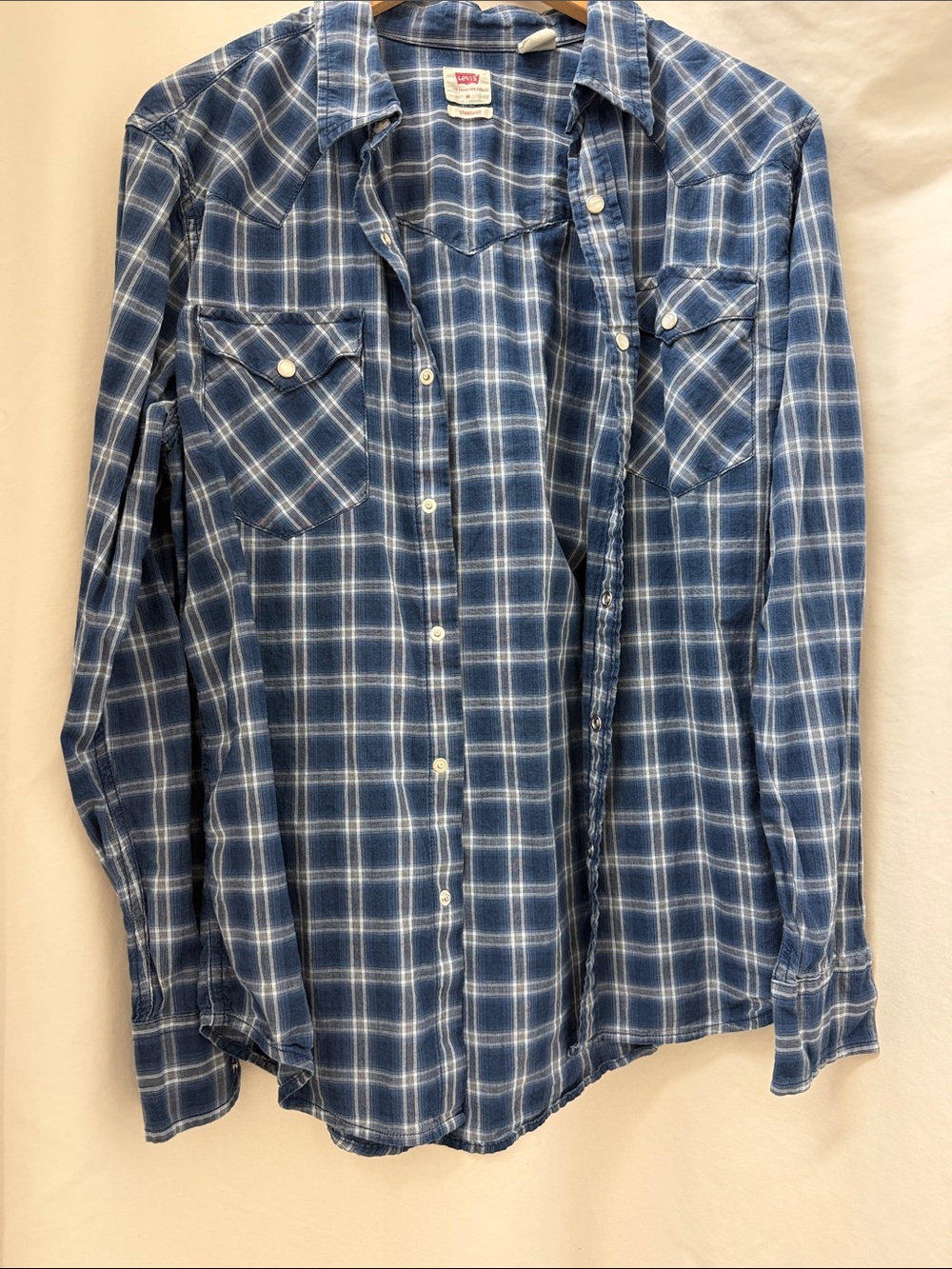 Levi's Blue and White Plaid Button-Down Shirt